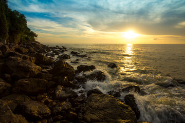 Sunset scene in the sea