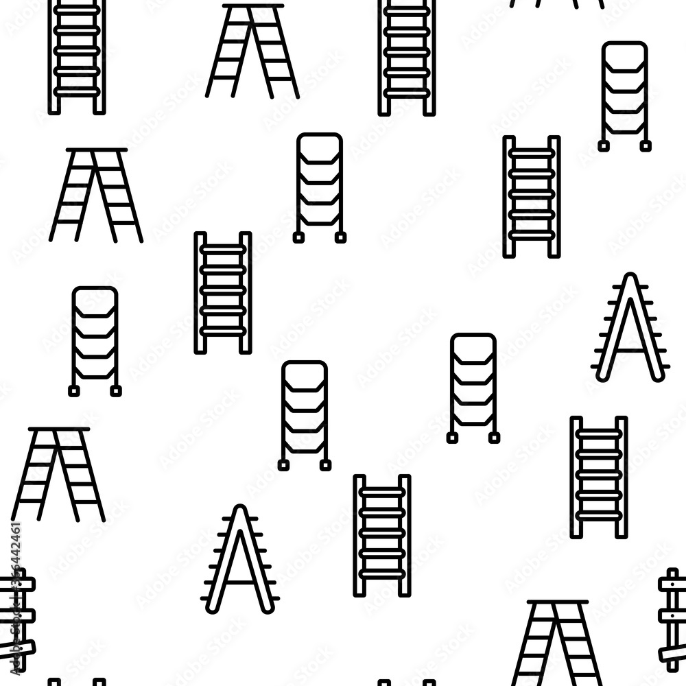 Poster ladder and staircase vector seamless pattern thin line illustration