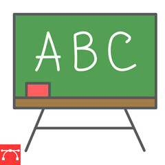 Blackboard color line icon, school and education, classroom sign vector graphics, editable stroke colorful linear icon, eps 10.