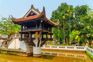 Amazing view of the One Pillar Pagoda, Hanoi, Vietnam