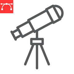 Telescope line icon, school and education, telescope sign vector graphics, editable stroke linear icon, eps 10.