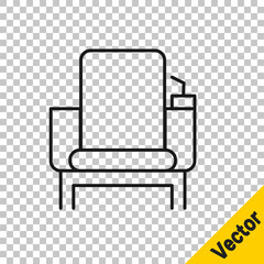 Black line Cinema chair icon isolated on transparent background. Vector Illustration.