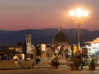 Italia, Toscana, Firenze di notte. il Duomo visto da piazzale Michelangelo.