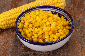 Young corn seeds in the bowl
