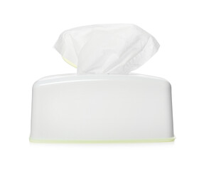 Holder with paper tissues isolated on white