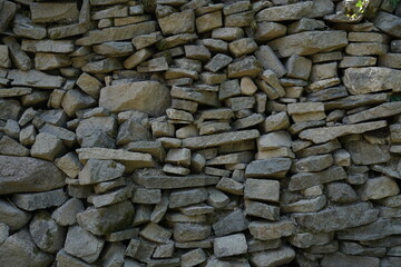 A wall consisting of layered flat stones creating a structure suitable as a background.