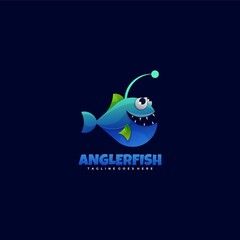 Vector Logo Illustration Angler Fish Gradient Colorful Style.