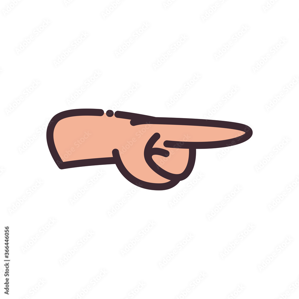Aufkleber pointing gesture with hand line and fill style icon vector design