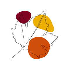 Autumn icon Line art. Abstract minimal floral and leaf design for spirng and autumn banner, prints, floral wall art, Home decor picture, fabric and wallpaper. Vector illustration