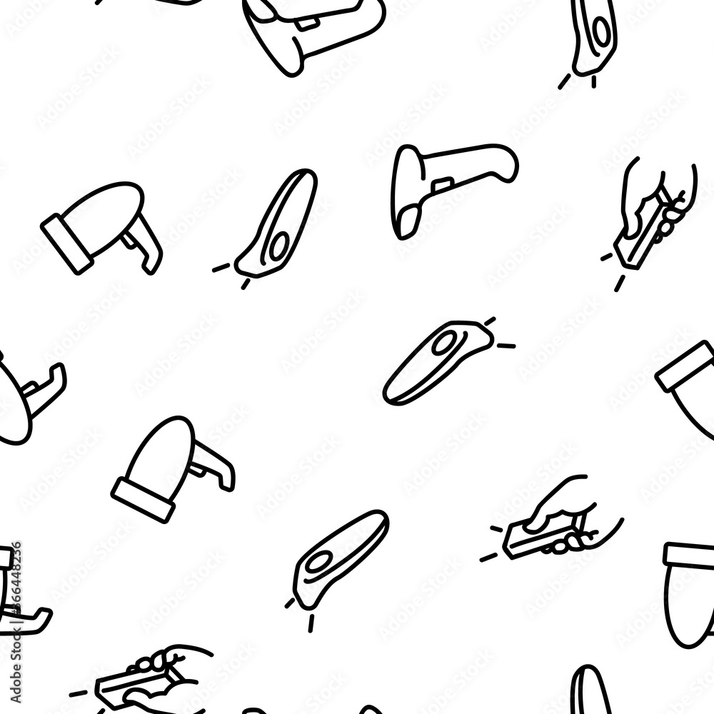 Poster barcode scanner device vector seamless pattern thin line illustration
