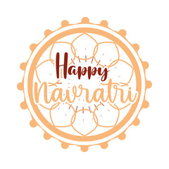 happy navratri indian celebration, floral decoration lettering festival flat style icon