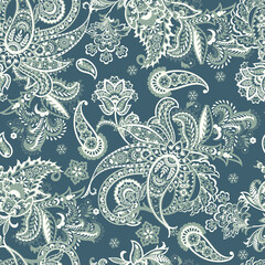 Paisley Floral oriental ethnic Pattern. Seamless Arabic Ornament. Ornamental motifs of the Indian fabric patterns