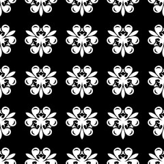 Floral seamless background. Monochrome black and white pattern. Vector illustrationFloral seamless background. Monochrome black and white pattern