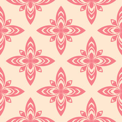 Floral seamless pattern. Pink design on beige background
