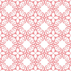 Floral seamless pattern. Pink flowers on white background - 366449448
