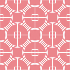 Obraz premium Geometric print. White pattern on bright pink seamless background