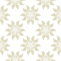 Floral seamless pattern. Olive green and white background