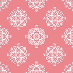 Floral print. White pattern on pink seamless background