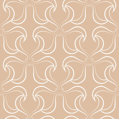 Seamless pattern. White abstract print on brown beige background