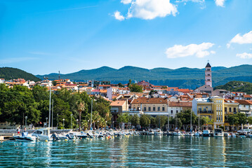 Colorful town with harbor Crikvenica Croatia. vacation in croatia at sea.