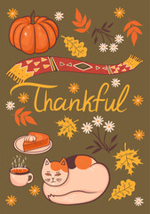 Autumn card with the inscription. Vector graphics.