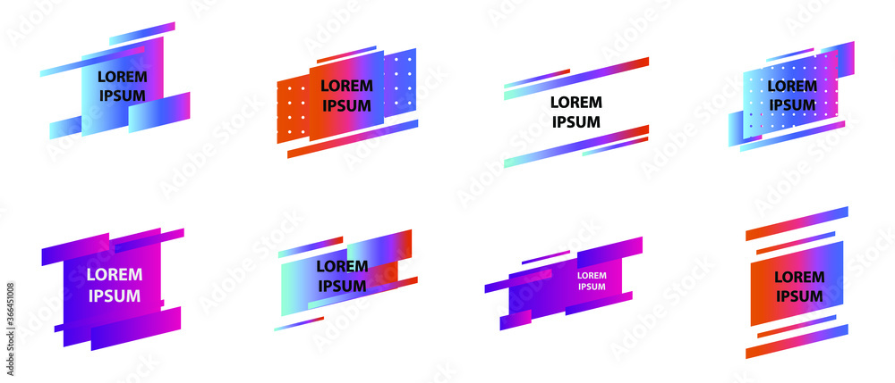 Poster set of abstract modern graphic elements. colorful vector gradient shapes composition. template for d
