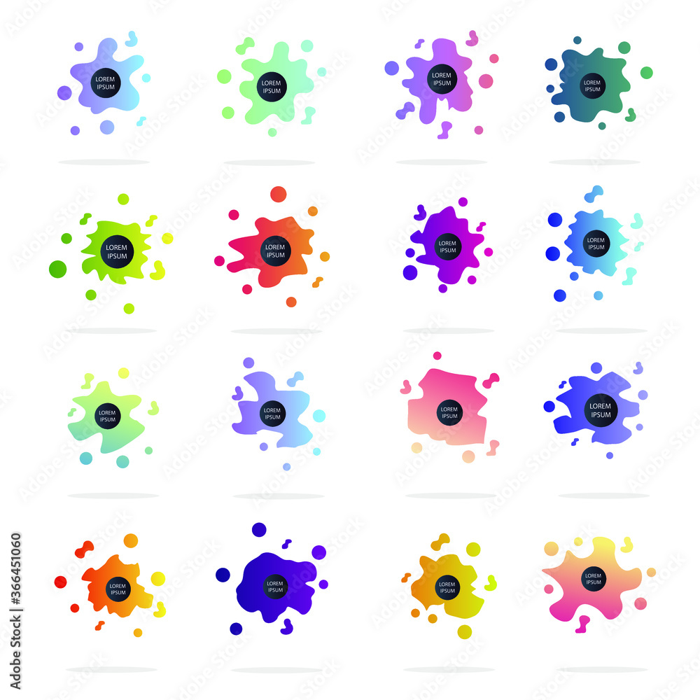 Poster set of abstract modern graphic elements. colorful vector gradient shapes composition. template for d