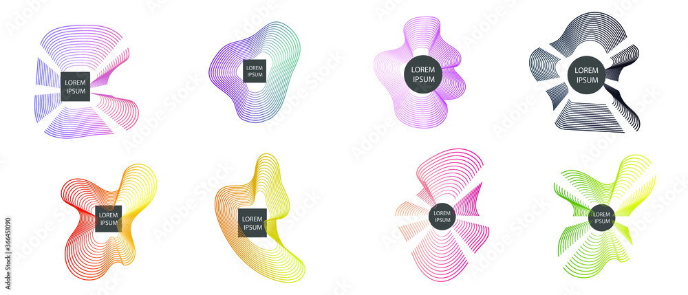 Poster set of abstract modern graphic elements. colorful vector gradient shapes composition. template for d