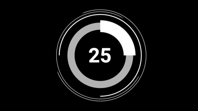 25 twenty five percent number circle pie diagram chart animated