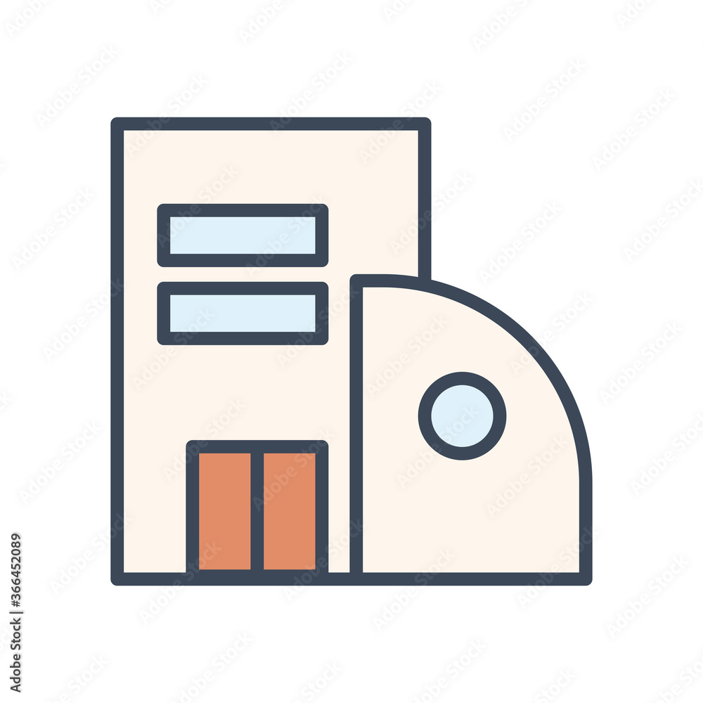 Poster house with windows and door line and fill style icon vector design