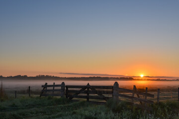 Rising sun over the wet lands of Den Helder