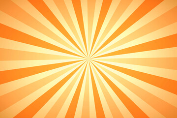 Pop art colorful comics book magazine cover. Striped orange background. Cartoon funny retro pattern strip mock up. Vector halftone illustration. Sunburst, starburst shape. Digital background.