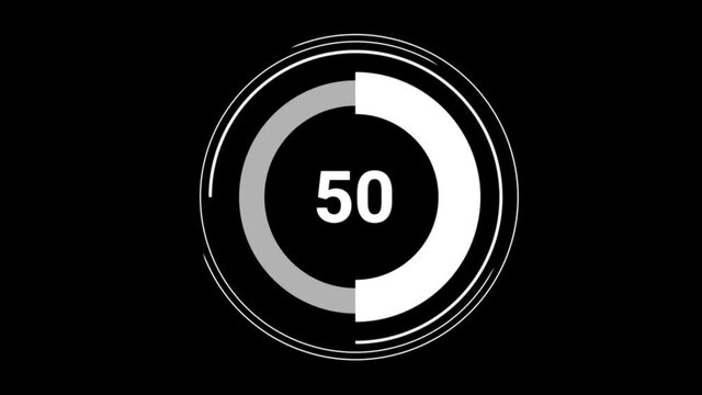 50 fifty percent number circle pie diagram chart animated