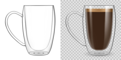 Double wall glass mug mockup