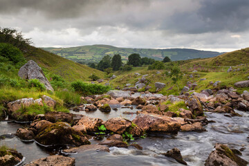 The Afon Clydach river in the Black Mountain in South Wales UK
