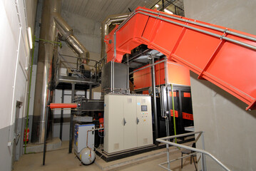 Chaufferie urbaine biomasse au bois de la ville de Bayeux (Calvados). Chaudière