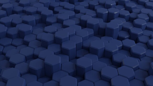 Blue hexagons mosaice abstract background 3D rendering. © Mooam
