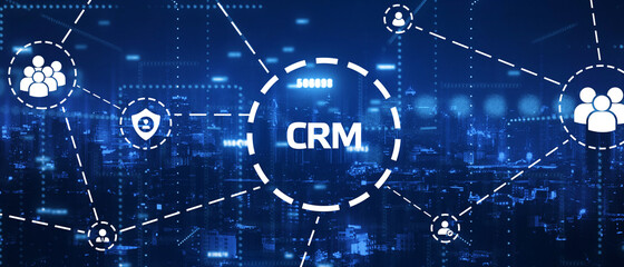 Business, Technology, Internet and network concept. CRM Customer Relationship Management. 3D illustration.