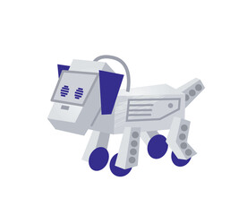 Robot dog cartoon vector. Intelligence robotic dog or artificial pet friend. Digital cyber dog. Engineering for kids.