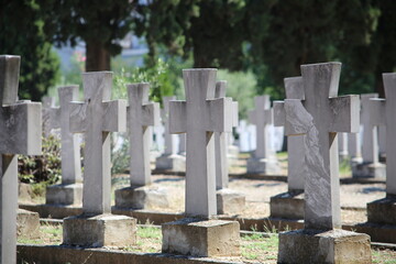 Naklejka premium Zeitenlik is an Allied military cemetery and World War I memorial park in Thessaloniki, the largest in Greece