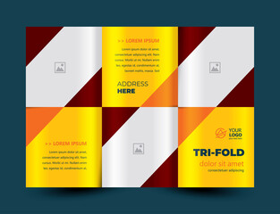 Tri-fold Triangles and Squares theme design template cover brochure. Cmyk profile color