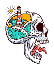 Lighthouse in my mind vector illustration