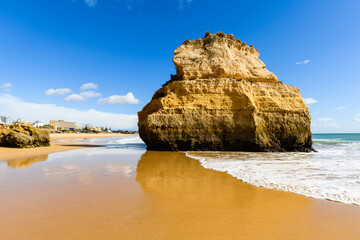 Coastal scene at Algarve with blue sky