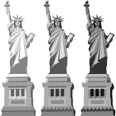 Statue of liberty in different grayscale gradients