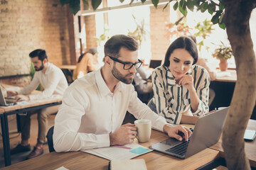 Nice attractive confident friendly focused people agent broker researching insurance finance trend...