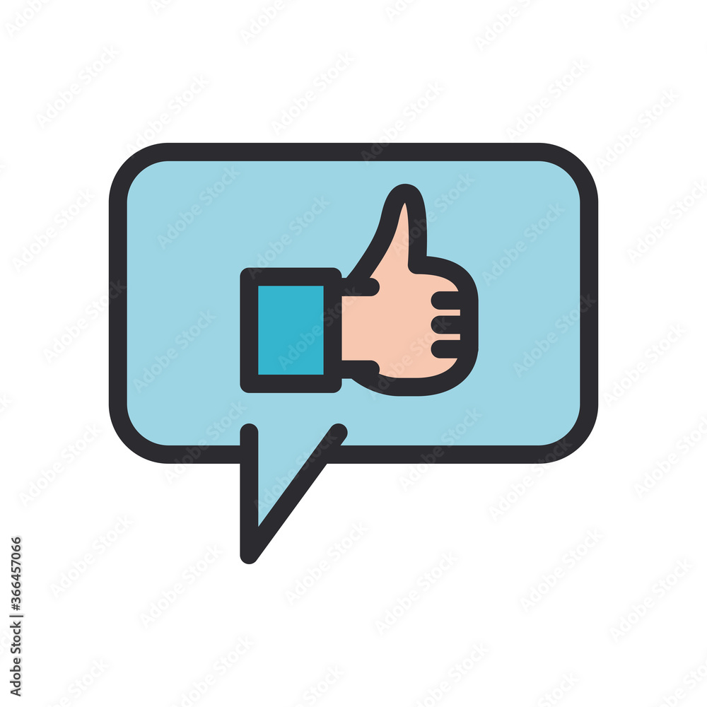 Poster like gesture with hand in bubble line and fill style icon vector design