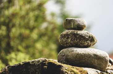 Balanced pile of stones
