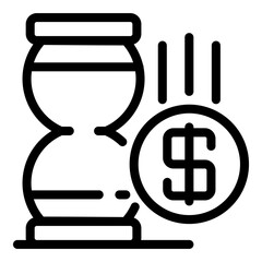 Hourglass money trade icon. Outline hourglass money trade vector icon for web design isolated on white background