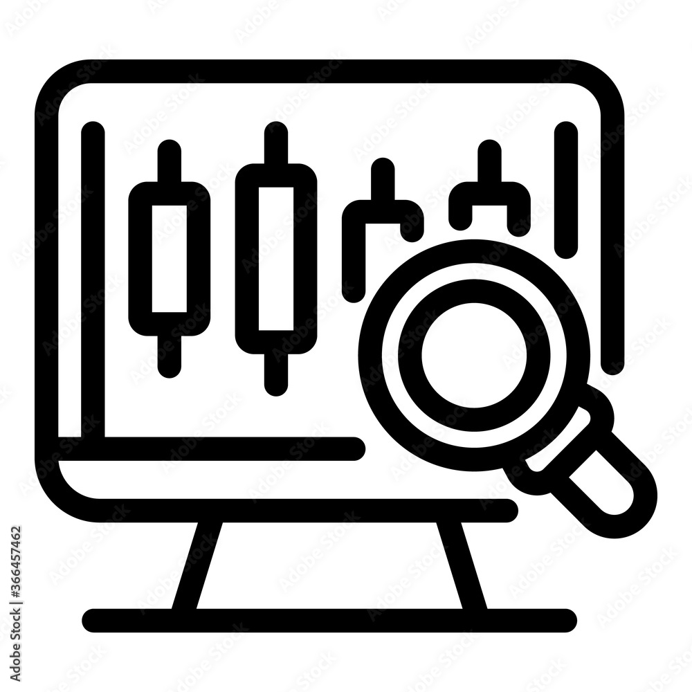 Poster trader online analysis icon. outline trader online analysis vector icon for web design isolated on w