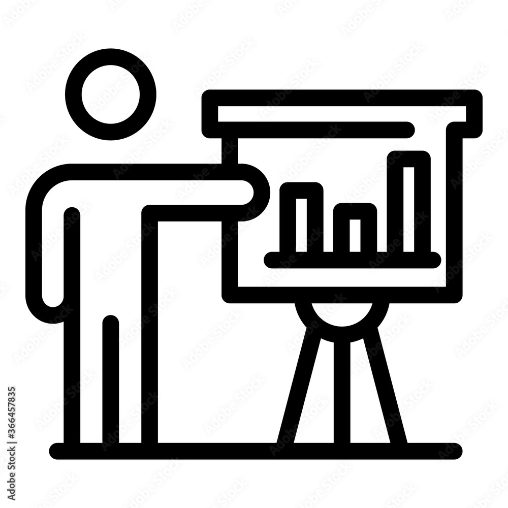 Poster trader man show banner icon. outline trader man show banner vector icon for web design isolated on w